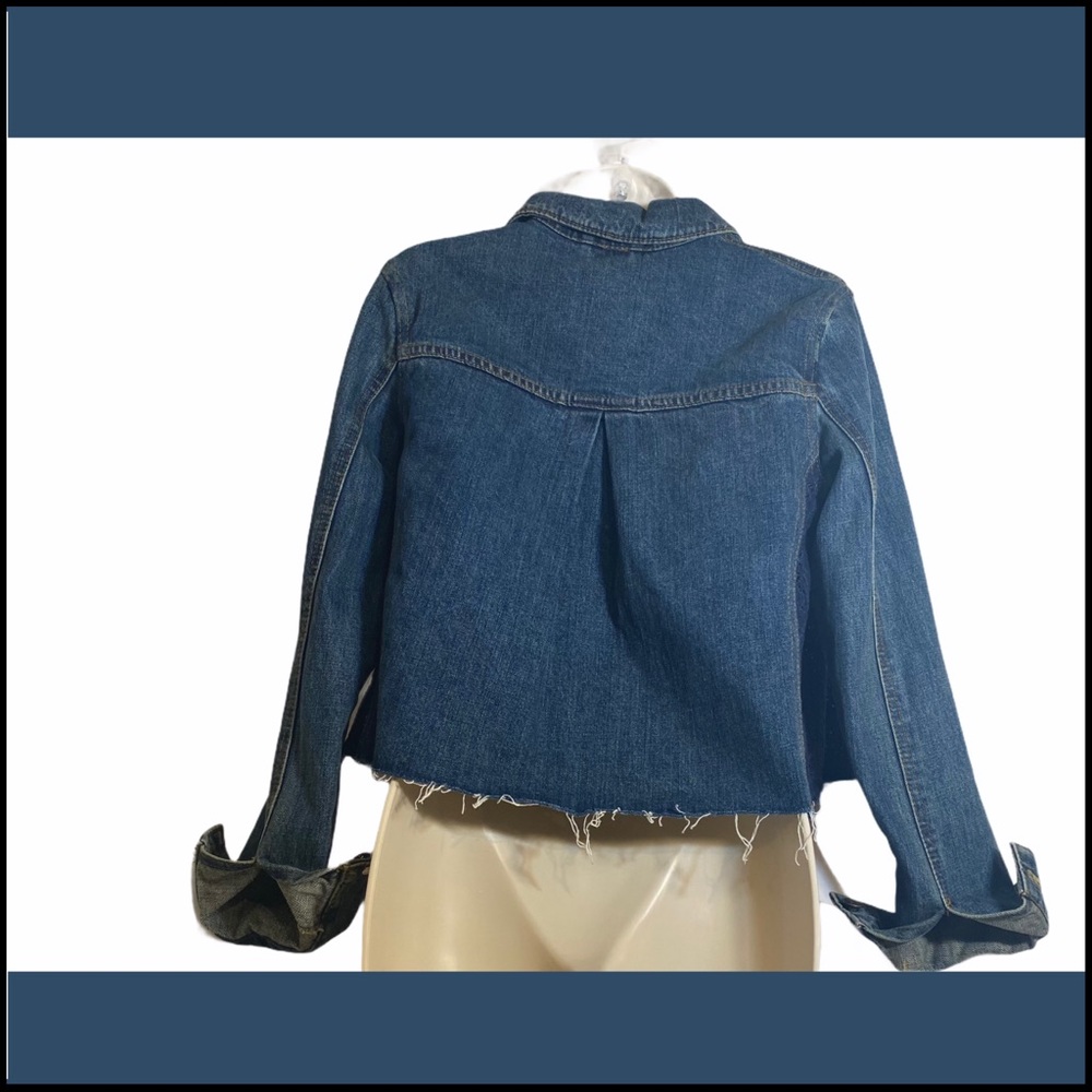 FREE PEOPLE DENIM JACKET W BLUE LACE INSET PANELS - Picture 8 of 12